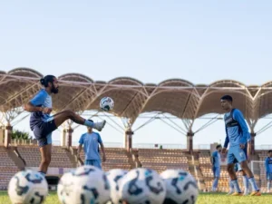 India men's football team in action