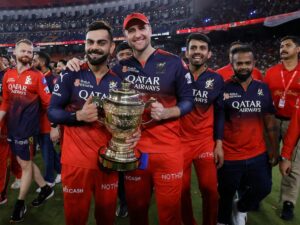 RCB cricketers after winning the IPL 2025 title
