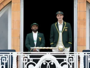 South Africa captain Temba Bavuma with Australia skipper Pat Cummins
