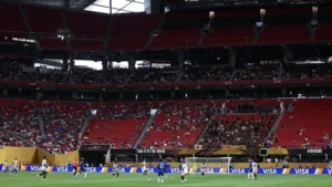 The top tier of Mercedes-Benz Stadium was closed - but other tiers were far from full